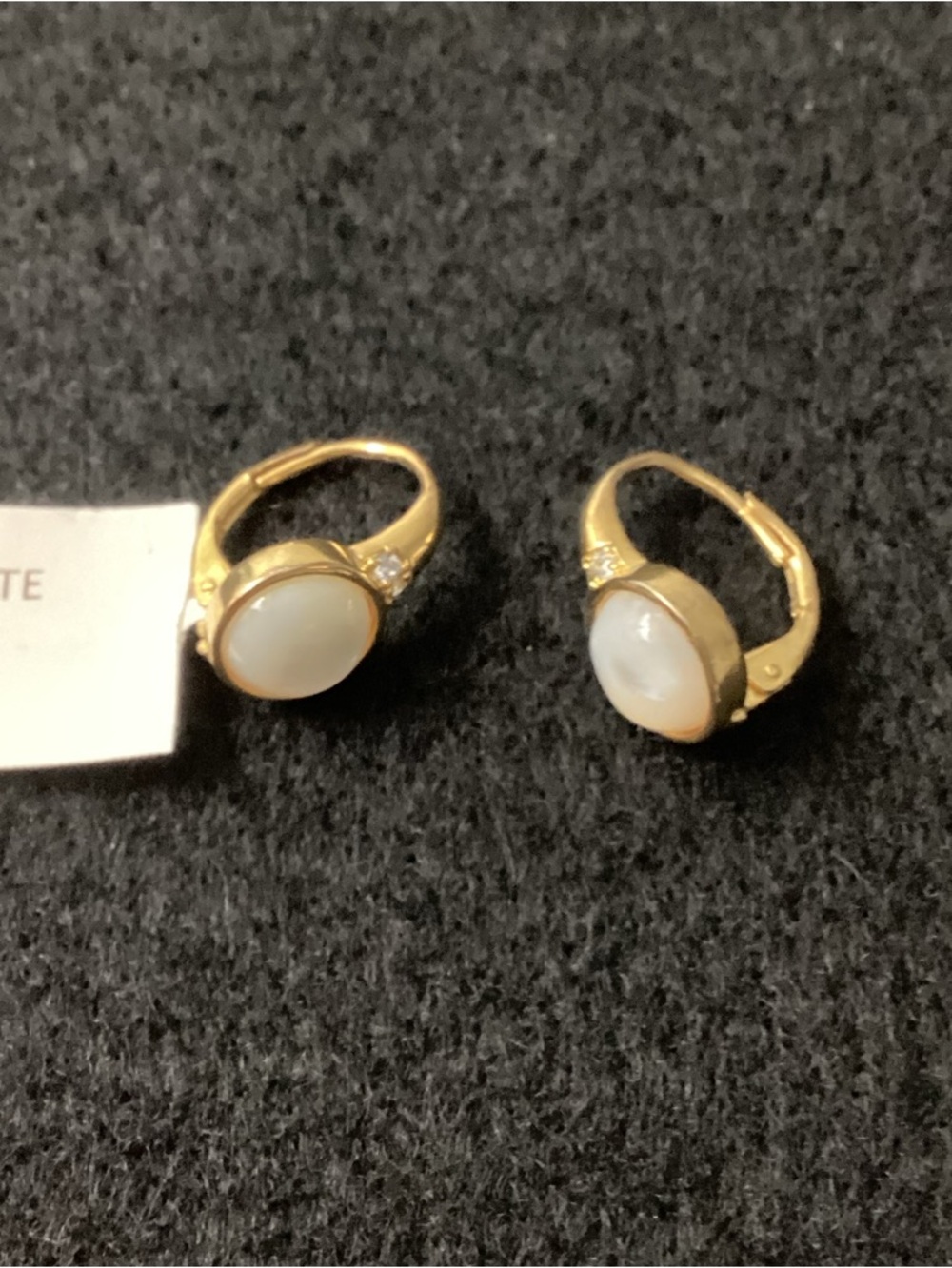 Gold Tone Fine Silver Plate Pearl Stud Earrings with Crystal Accent - Picture 7 of 7